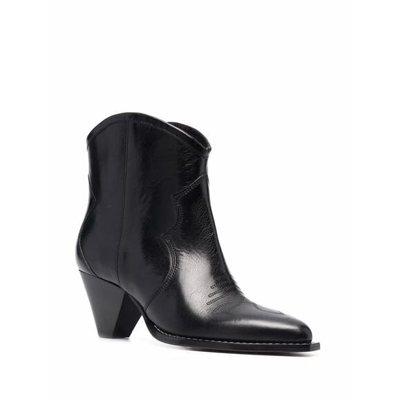 Isabel Marant Darizo Cowboy Boots - Black Leather - Size 37 - Picture 1 of 9